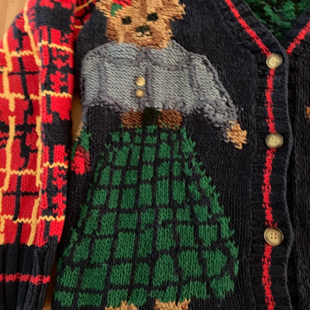EUC Vintage 1990’s Arlando Bear Pattern Cardigan Sweater - Multicolor sz Large - Picture 3 of 5